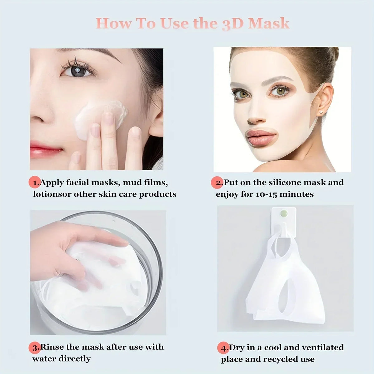 1pcs Silicone Facial Mask Moisturizing Mask Cover Anti-evaporation Beauty Facial Tool Reusable Mask Fixing Cover